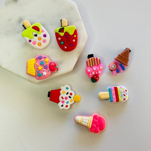CupCake Hair Clips Set 8 pcs, Ice Cream Hair Clip for Girls & Baby Accessories - Picture 4 of 5